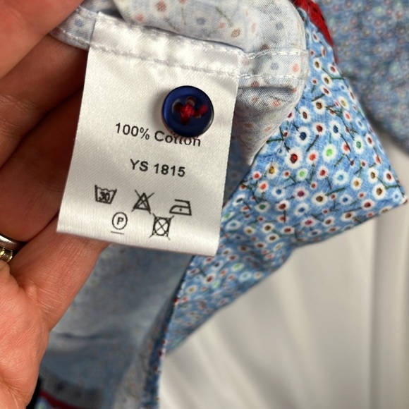 7 Downie Street Blue Multi-Coloured Floral/Dot Shirt - Picture 8 of 13